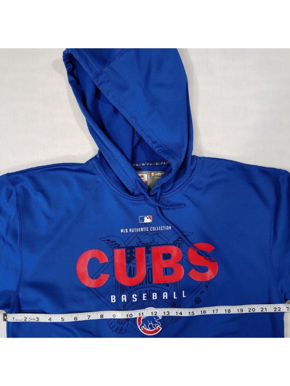 Chicago Cubs MLB Hoodie Sweatshirt Size M Majestic Therma Base Authentic Blue - Picture 9 of 14